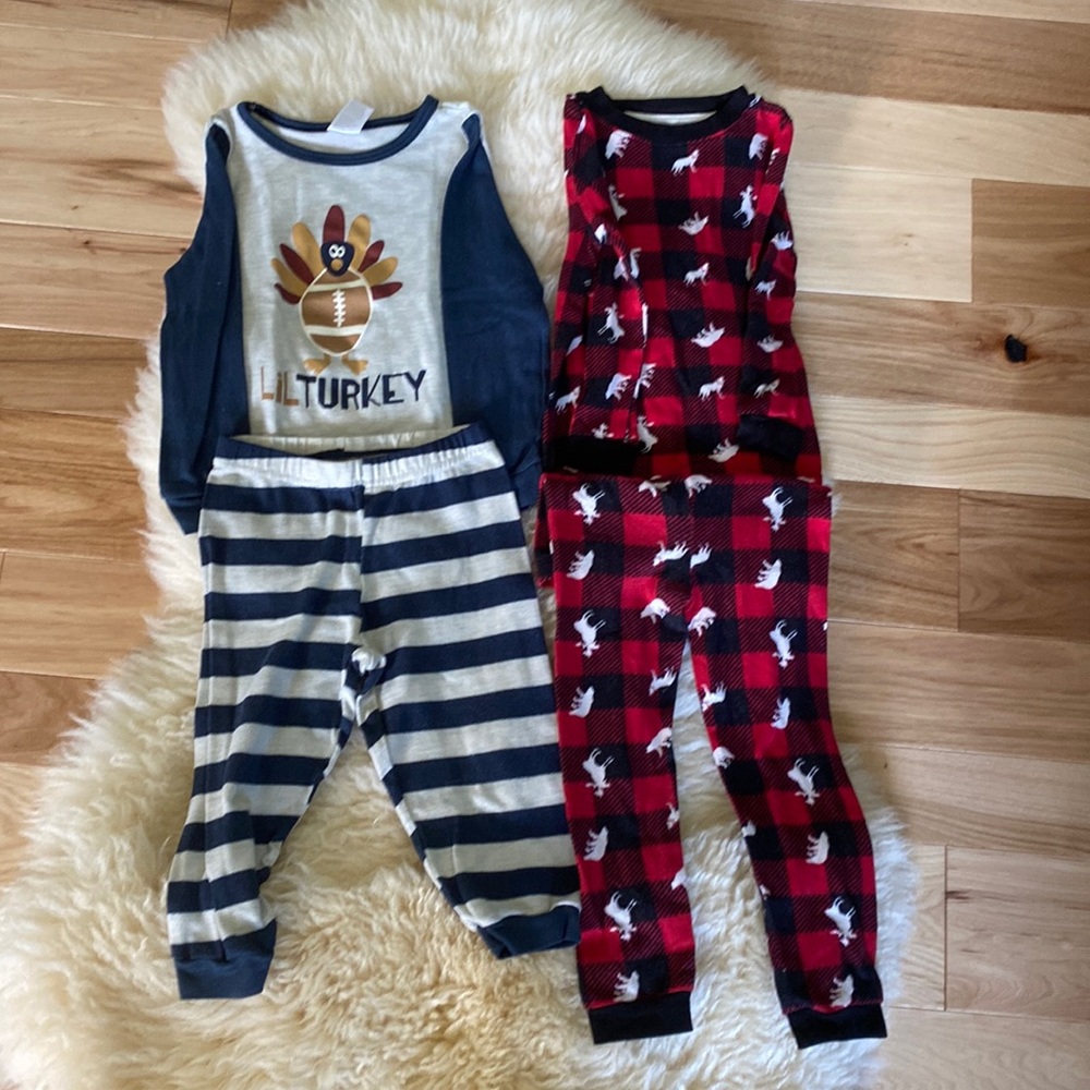 3T/4T little kid pajamas Thanksgiving & plaid, toddler sleepwear